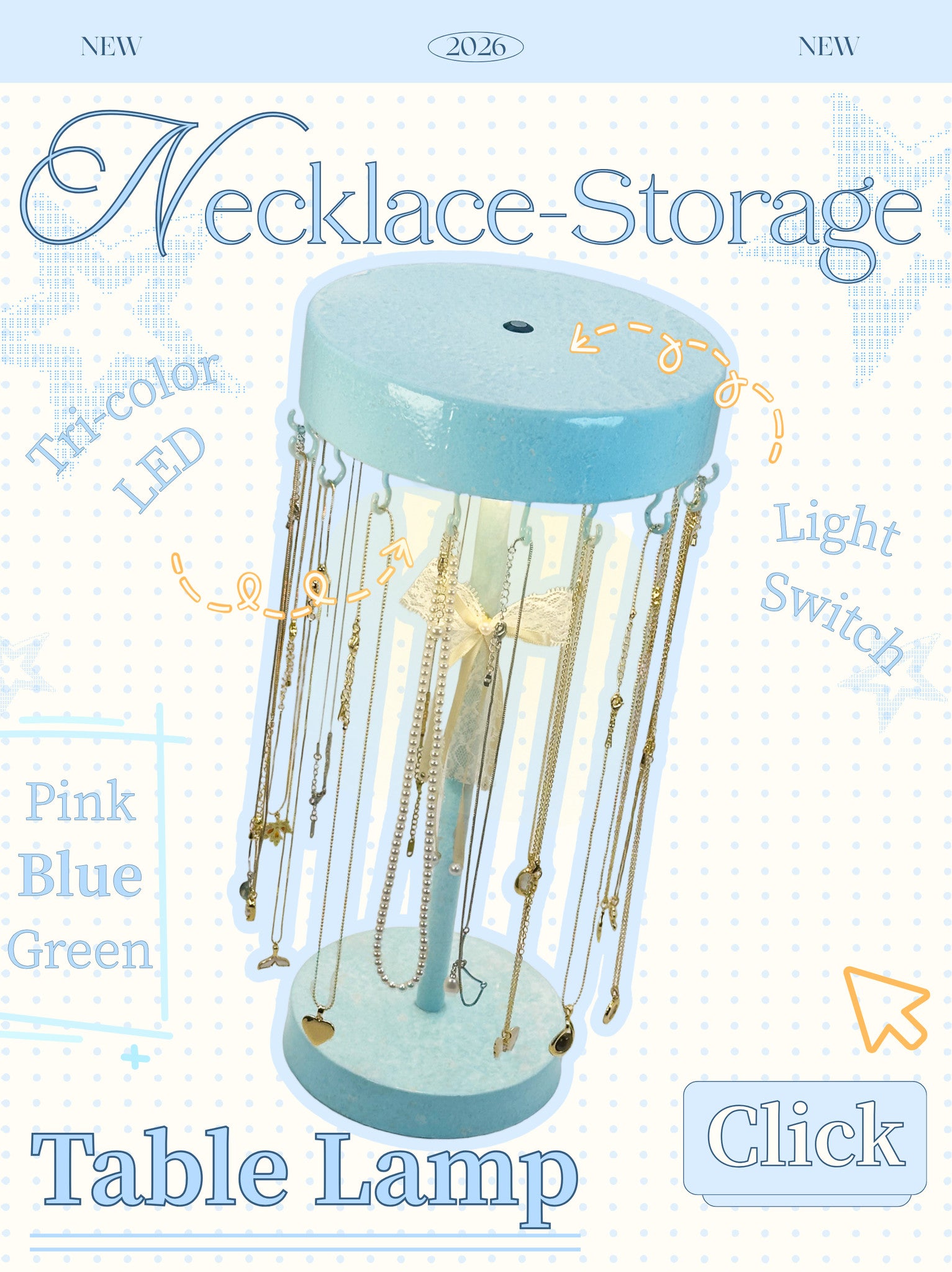 Necklace-Storage Table Lamp product details